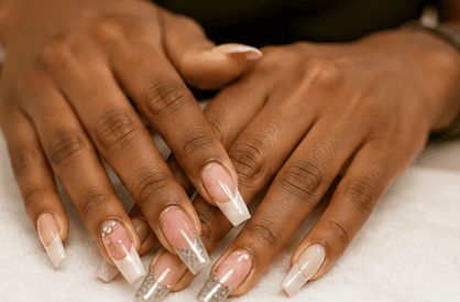 Nail technician creating a manicure