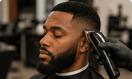 Professional barber styling a client's haircut